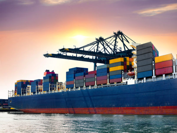 Cargo ship with containers